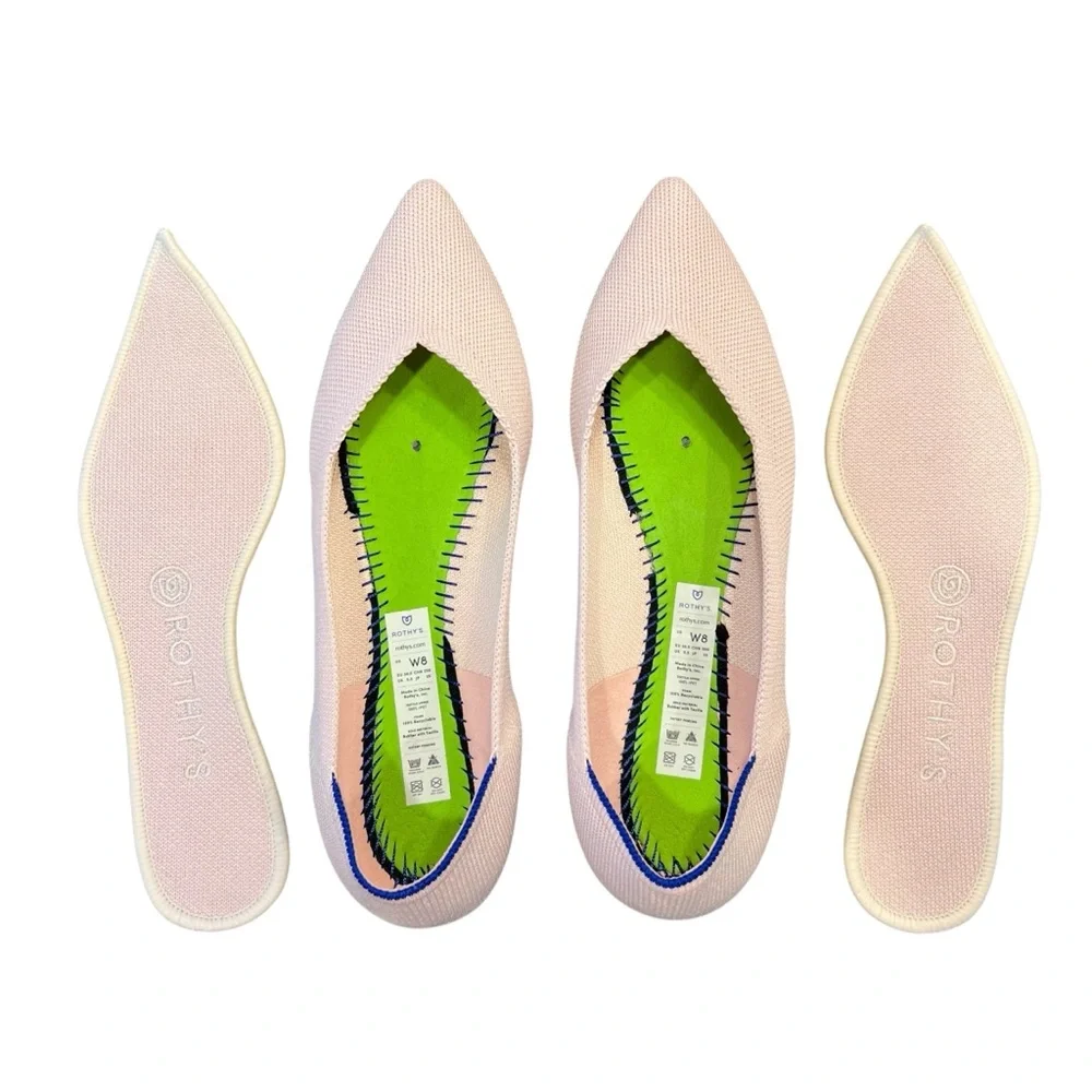 ROTHY’s The Point Ballet Flat Blush Light Pink Women’s Size 8 | Tortoise Shell - Picture 3 of 9